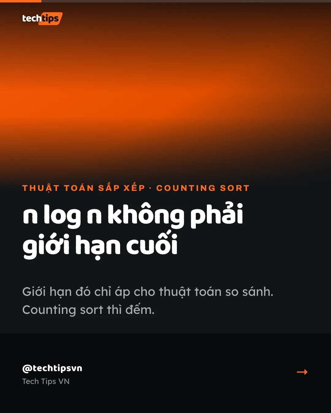 Slide bìa: Counting sort phá giới hạn n log n bằng cách không so sánh gì cả